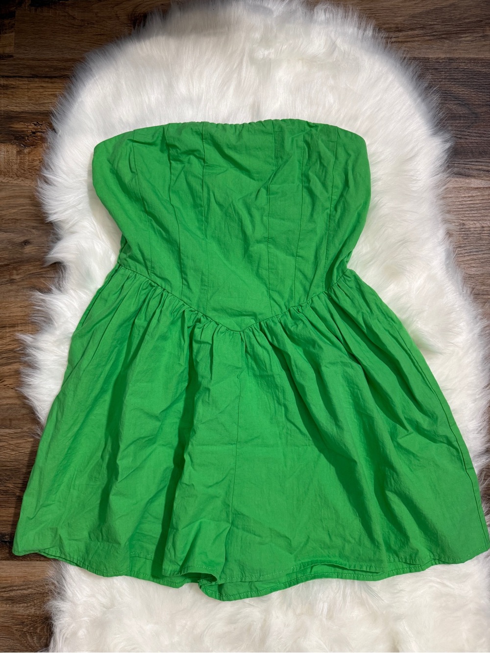 Forever 21 Bright Green Strapless Romper Size M